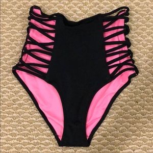 PINK high waisted bikini bottom